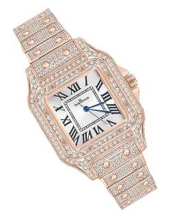MicLee Damenuhr Analoge Armbanduhr Quadratisches Römisches Zifferblatt aus Edle Quarzuhr mit vollem Diamanten von MicLee