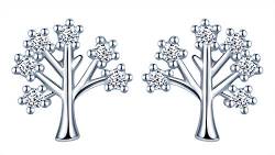 MicLee Einfach Damen Ohrringe 925 Sterling Silber Zirkonia Ohrstecker Glücklicher Baum Lebensbaum Stecker Ohrschmuck mit Geschenkbeutel,Super Weihnachten Geschenk von MicLee