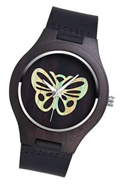 MicLee Herren Einfach Holzuhr Schmetterlingszifferblatt Analog Quarzwerk Armbanduhr Für Männer Ehemann Geschenke von MicLee
