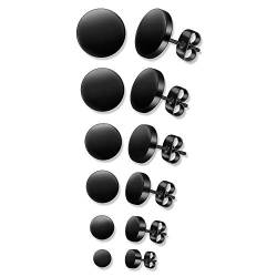 6 Paare Edelstahl Stud Ohrstecker Set for Damen Herren - 3mm/ 4mm/ 5mm/ 6mm/ 7mm/ 8 mm von MicVivien