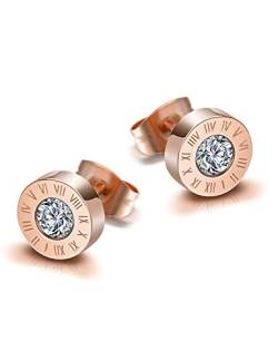 Damen Herren Ohrstecker Set Glitzern Ohrringe mit Kristall Rosegold Gold Schwarz Geschenk Nickelfrei von MicVivien