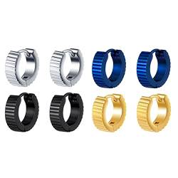 MicVivien Creolen Ohrringe aus Edelstahl für Damen Herren 14mm x 4mm Kreolen Klein Creolen Klappcreolen Farben Silber/Gold/Blau/Schwarz von MicVivien