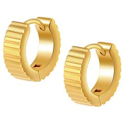 MicVivien Creolen Ohrringe aus Edelstahl für Damen Herren 14mm x 4mm Kreolen Klein Creolen Klappcreolen Farben Silber/Gold/Blau/Schwarz von MicVivien