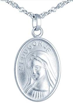 MicVivien Damen Halskette Jungfrau Maria Anhänger 925 Sterling Silber Medaillon Schmuck mit Singapurkette 45cm von MicVivien