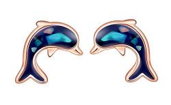MicVivien Damen Ohrstecker Sterling Silber 925 Blau Delfin Ohrringe Mädchen Dolphin Schmuck für Kinder Frauen von MicVivien