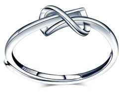 MicVivien Damen Ringe Unendlichkeit Ringe 925 Sterling Silber Für Frauen Mädchen Knoten Eheringe Silberringe Trauringe Ringschmuck Verstellbar von MicVivien