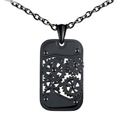 MicVivien Edelstahl Anhänger Erkennungsmarke Kette Dog Tag ID Tag mit Mechanische Zahnräder Männer Anhänger Herrenkette von MicVivien