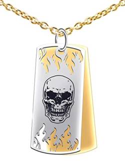 MicVivien Halskette Herren Schädel Totenkopf Anhänger Kette Edelstahl : Armee-Tag Anhänger mit 50cm Ankerkette Dog Tag Halskette für Männer Junge Teenager Herren Schmuck von MicVivien