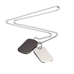 MicVivien Herren Halskette Dog Tag aus Edelstahl Fahrrad Motorradfahrer Einstellbare Kette Geschenk für Jungen Silber Schwarz von MicVivien