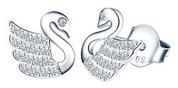 MicVivien Schwan Ohrstecker Ohrringe Damen Sterling Silber 925 mit AAA Cubic Zirkonia Hypoallergen Elegant Ohrschmuck für Frauen Mädchen von MicVivien