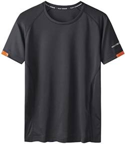 Atmungsaktives, Schnell Trocknendes Kurzarm-T-Shirt Für Herren, Sport-Funktionsshirt Ohne Kragen, Laufshirt (Color : Black, Size : 3XL) von Micassj