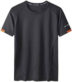 Atmungsaktives, Schnell Trocknendes Kurzarm-T-Shirt Für Herren, Sport-Funktionsshirt Ohne Kragen, Laufshirt (Color : Black, Size : 8XL) von Micassj