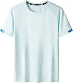 Atmungsaktives, Schnell Trocknendes Kurzarm-T-Shirt Für Herren, Sport-Funktionsshirt Ohne Kragen, Laufshirt (Color : Blue1, Size : 6XL) von Micassj