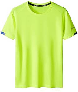 Atmungsaktives, Schnell Trocknendes Kurzarm-T-Shirt Für Herren, Sport-Funktionsshirt Ohne Kragen, Laufshirt (Color : Green, Size : 8XL) von Micassj