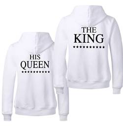 Micaxili Couple Hoodie King Und Queen Partnerlook Pärchen Pullover Kapuzenpullover Damen Herren Partner Pullover 1 Stück(WH-King-XXL) von Micaxili