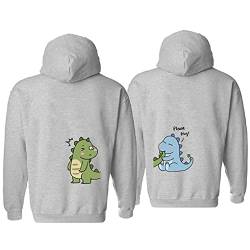 Micaxili Dinosaurier Kapuzenpullover für Pärchen Couple King Queen Pullover Liebespaar Sweatshirt Partnerlook für Paar Pullover für Pärchen Ehemann Ehefrau 1 Stück(Grau-Herren,S) von Micaxili