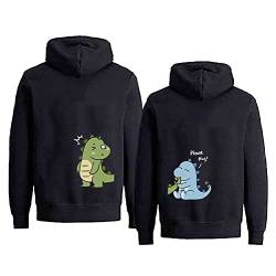 Micaxili Dinosaurier Kapuzenpullover für Pärchen Couple King Queen Pullover Liebespaar Sweatshirt Partnerlook für Paar Pullover für Pärchen Ehemann Ehefrau 1 Stück(Schwarz-Herren,M) von Micaxili