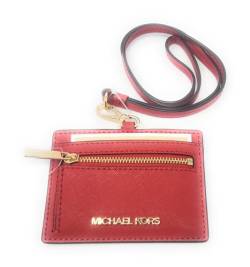 Michael Kors Damen Jet Set Travel Saffiano Leder Kartenetui Lanyard (Bright Red), hellrot, Kartenetui mit Umhängeband von Michael Kors