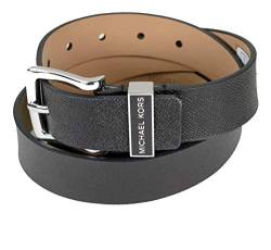 Michael Kors Damen Schwarz Leder Silber Schnalle Belt, Large, Schwarz, L von Michael Kors