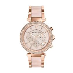 Michael Kors Damenuhr Mini Parker, Multifunktionswerk, 33mm Rose Gold Edelstahlgehäuse mit einem Edelstahlarmband, MK6110 von Michael Kors