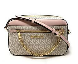 Michael Kors Jet Set East West Chain Crossbody Vanilla MK Powder Blush Pink Bundled with Michael Kors Jet Set Card Holder in Ballet von Michael Kors