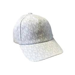 Michael Kors MK Logo Signature Hat White MK Gray Logo Print Stretch Cotton Baseball Cap, White/Grey, One Size, weiß/grau, One size von Michael Kors