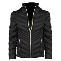 Michael Michael Kors Women's Black Chevron Double Layer Zipper 3/4 Hooded Packable Coat XXS von Michael Kors