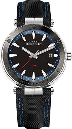 Michel Herbelin Herren Analog Quarz Uhr mit Leder Armband 12288AG45 von Michel Herbelin