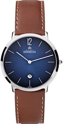 Michel Herbelin Unisex Erwachsene Analog Uhr mit Leder Armband 19515/15 von Michel Herbelin