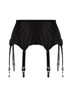 Michellecmm Damen Mesh Strumpfband Gürtel Hohe Taille Strapsgürtel mit sechs Metallclips für Damen Strümpfe Dessous, Schwarz, L von Michellecmm