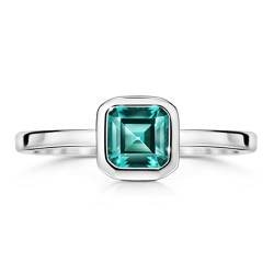 Michooyel S925 5x5mm Lab-created Smaragd Verlobungsring Sterling Silber Ring Petite Beauty Green Promise Ring für Frauen Mädchen von Michooyel