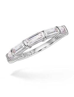 Michooyel S925 Baguette Eternity Ring Ehering Ring Zirkonia Stapelring Sterling Silber Ring für Frauen Mädchen von Michooyel
