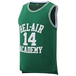 Aolapo Bel Air Jersey #14 Fresh Prince Bel Air Academy Herren Gelb Schwarz Grün Basketball Trikots Ärmellos, Grün , Mittel von Micjersey