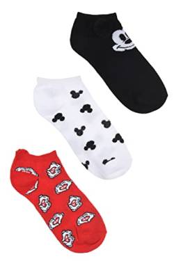 Mickey Mouse 3 Paar Niedrige Kindersocken – Mickey Socke in 2 Größen und 3 Farben, Weiß; Rot; Schwarz, 36-38 Taille courte von Mickey Mouse