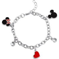 Mickey Mouse - Disney Armkette - Mickey und Minnie - für Damen - silberfarben  - Lizenzierter Fanartikel von Mickey Mouse