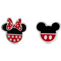 Mickey Mouse - Disney Ohrstecker - Mickey und Minnie - für Damen - silberfarben  - Lizenzierter Fanartikel von Mickey Mouse