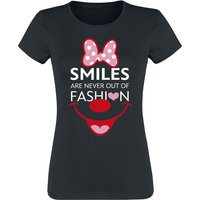 Mickey Mouse - Disney T-Shirt - Minnie Maus - Smiles Are Never Out Of Fashion - S bis XXL - für Damen - Größe L - schwarz  - Lizenzierter Fanartikel von Mickey Mouse