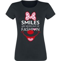 Mickey Mouse - Disney T-Shirt - Minnie Maus - Smiles Are Never Out Of Fashion - S bis XXL - für Damen - Größe M - schwarz  - Lizenzierter Fanartikel von Mickey Mouse