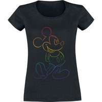 Mickey Mouse - Disney T-Shirt - Rainbow Micky - XL bis XXL - für Damen - Größe XL - schwarz  - Lizenzierter Fanartikel von Mickey Mouse