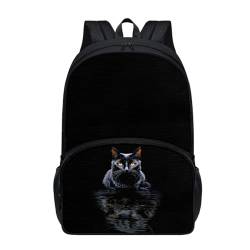 Micoklinlin Schulrucksack Mädchen Jungen Schultasche Personalisierte Lustige Schwarze Katze Schulranzen für Kinder für Schule Geschenke von Micoklinlin