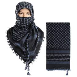 Micoop Großer Premium-Schal aus arabischem Militär, taktischer Wüstenschal (121,9 x 121,9 cm), Schwarz / Dunkelblau, One size von Micoop