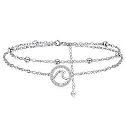 Micory Damen Armband Surfer Welle Anhänger aus 925 Sterling Silver echt Silber, Geburtstag Freundschaft Paar Geschenke von Micory