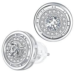 Micory Damen Runde Ohrringe 925 Sterling Silber Kreis Ohrstecker mit AAA Zirkonia, Durchmesser 10mm von Micory