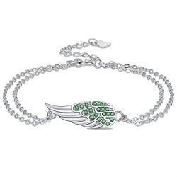 Micory Engelsflügel Armband 925 Silber Armbänder Zirkonia Glücksbringer Schmuck für Mädchen Frauen mit Geschenkbox von Micory