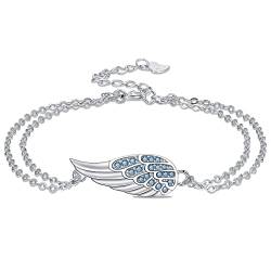 Micory Engelsflügel Armband 925 Silber Armbänder Zirkonia Glücksbringer Schmuck für Mädchen Frauen mit Geschenkbox von Micory