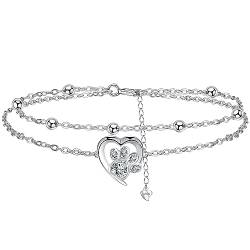 Micory Hundepfote Armband für Damen 925 Sterling Silber mit Herz Zirkonia Armbänder Damen Verstellbar Armkette Valentinstag Muttertag Geburtstags Weihnachten Geschenk für Sie Frauen Freundin von Micory