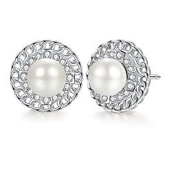 Micory Ohrringe Perlen Damen 925 Sterling Silber Zirkonia mit 6mm Natürliche Süßwasser Perle Ohrstecker für Frauen Mädchen Geschenke von Micory