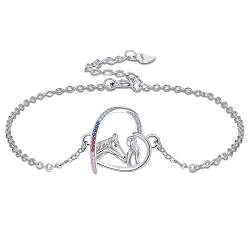 Micory Pferde Armband Mädchen Herz Silber 925 Geschenke für Mädchen Weihnachten Geburstag Schultag von Micory