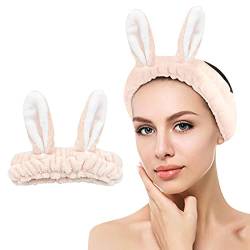 Plüsch-Haarband, tägliches Waschzubehör, weiches, elastisches Haarband, korallenrotes Samt-Haarband, Makeup-Stirnband, für Spa Yoga Bad Spa Makeup (hase F) von Micozy