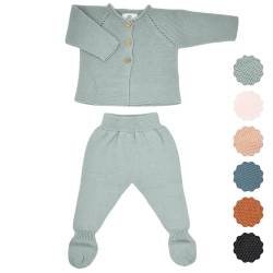 Micu Micu Newborn Baby Set 0-3 Monate, Baby Kleidung, 100% Bio Baumwolle, Extra Weich und Nahtlos, Neugeborenen Kleidung, Erstausstattung für Neugeborene, 2 Pieces, 56cm bis 62cm (Mint) von Micu Micu